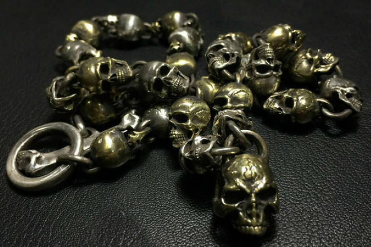 Skull Chain Silver & Brass Necklace - Holy Buyble