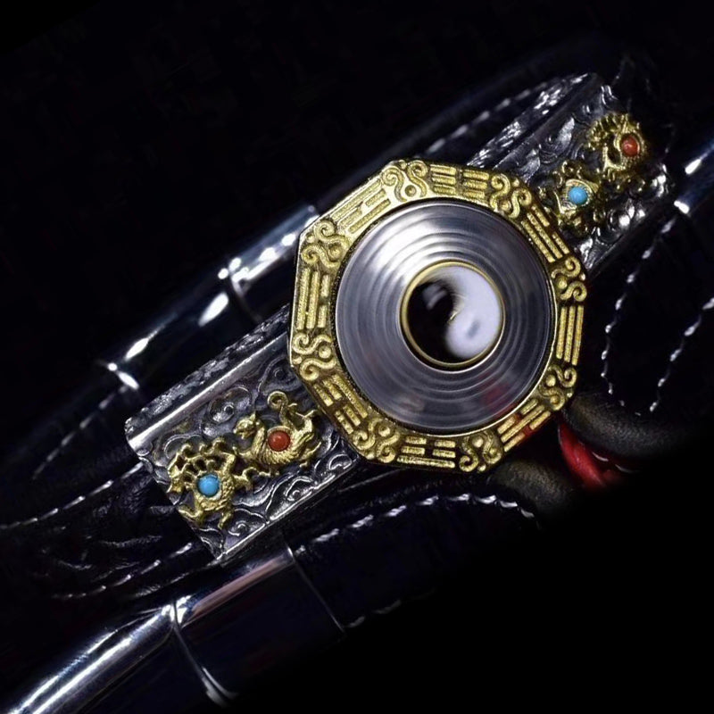 Four Symbols Spinning Yin Yang Wheel Leather Bracelet - Holy Buyble