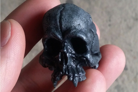 Deer Antler Raven Skull Bead