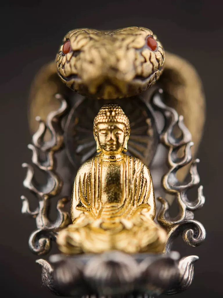 Vajra Cobra Snake Buddha Prayer Pendant Necklace