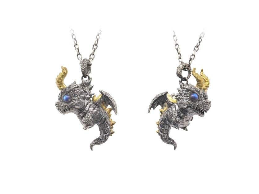 Gemstone Cute Dragon Pendant Necklace