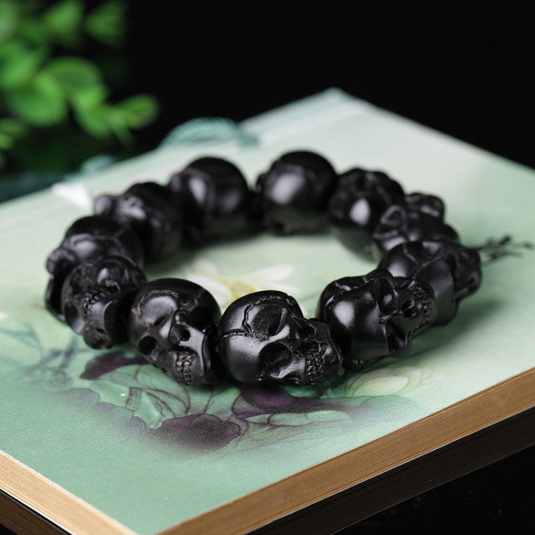 Skulls Bracelet Handcrafted Tibetan Yak Horn Black Ghost - Holy Buyble