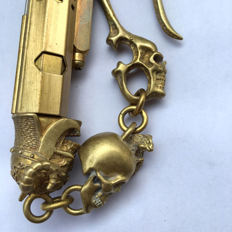 Brass Warrior Skull & Hook Lighter - Holy Buyble