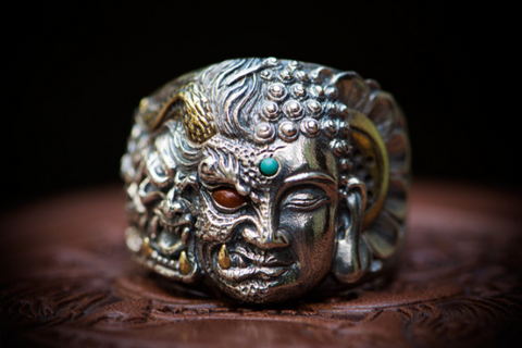 Yellow Jambhala God of Fortune Silver Ring