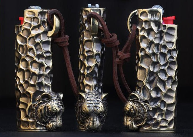 Brass Handmade Skull Lighter Case Is Suitable for BIC Lighter J3