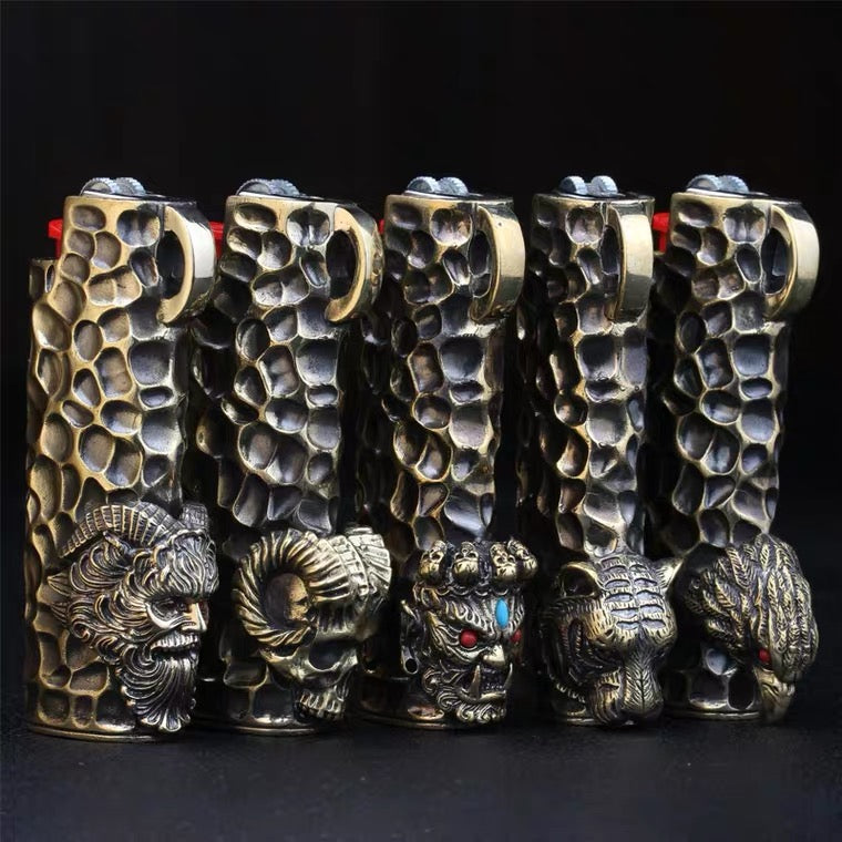 Brass Handmade Skull Lighter Case Is Suitable for BIC Lighter J3