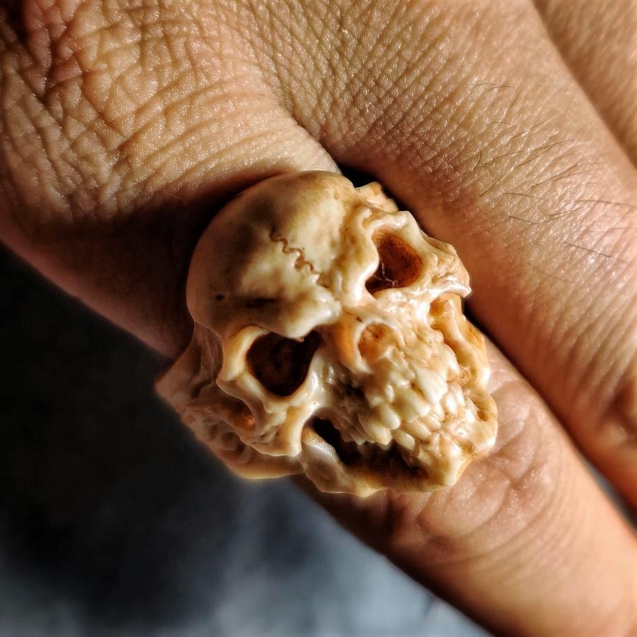 Deer Antler Demon Skull Ring - Holy Buyble