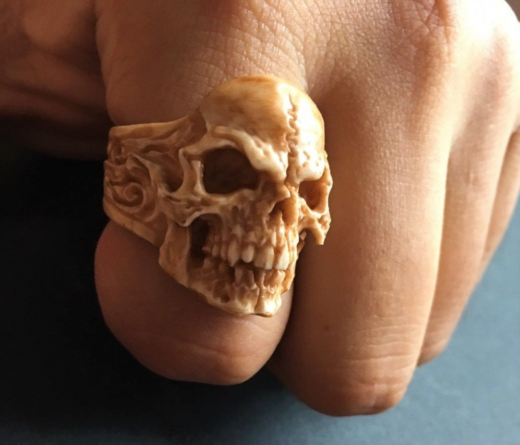 Deer Antler Demon Skull Ring - Holy Buyble