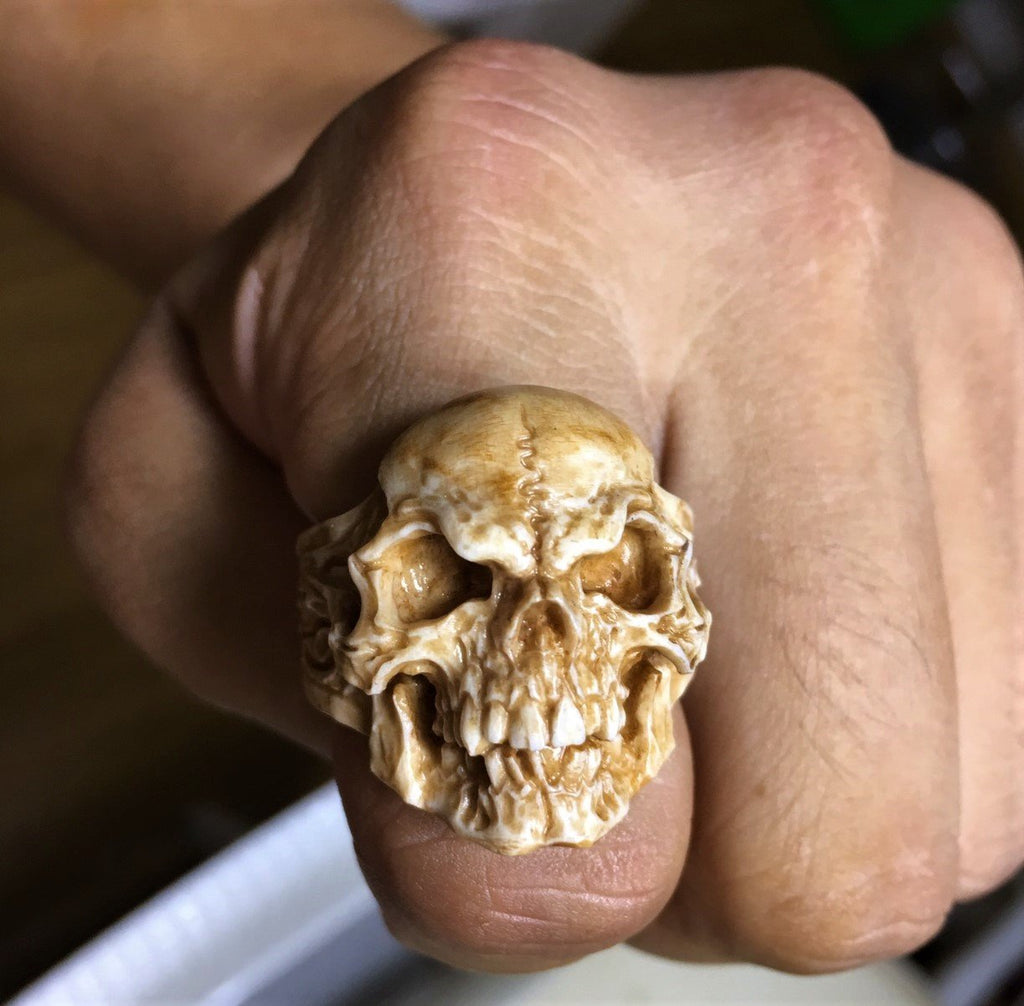 Deer Antler Demon Skull Ring - Holy Buyble