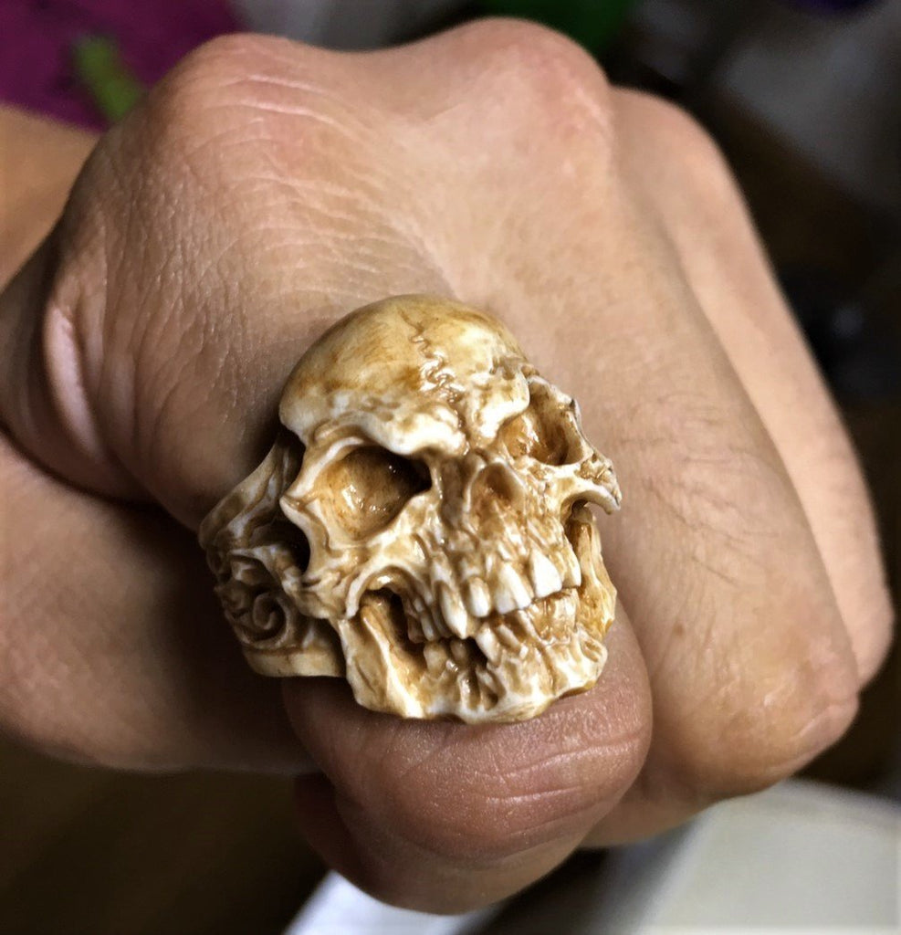 Deer Antler Demon Skull Ring - Holy Buyble