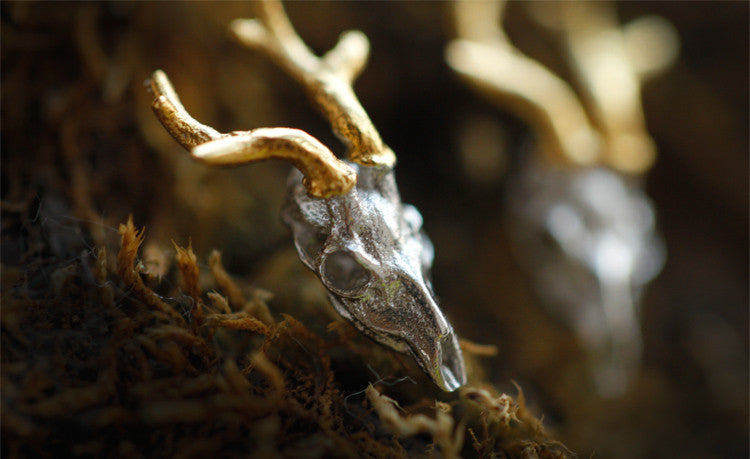 Deer Skull Golden Antler Earring - Holy Buyble