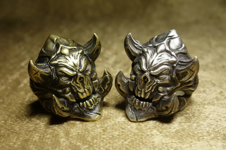 Horned Diablo Skull Ring - Holy Buyble