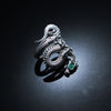 Emerald & Sapphire Embellished Dragon Skeleton Ring - Holy Buyble