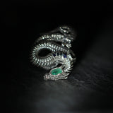 Emerald & Sapphire Embellished Dragon Skeleton Ring - Holy Buyble