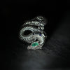 Emerald & Sapphire Embellished Dragon Skeleton Ring - Holy Buyble