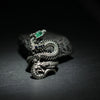 Emerald & Sapphire Embellished Dragon Skeleton Ring - Holy Buyble