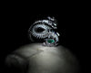 Emerald & Sapphire Embellished Dragon Skeleton Ring - Holy Buyble