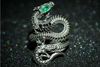 Emerald & Sapphire Embellished Dragon Skeleton Ring - Holy Buyble