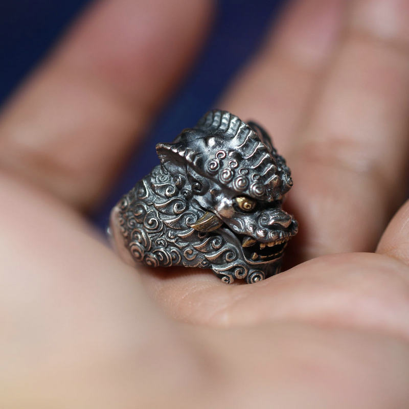 Guardian of Good Fortune Foo Dog Lion Ring - Holy Buyble