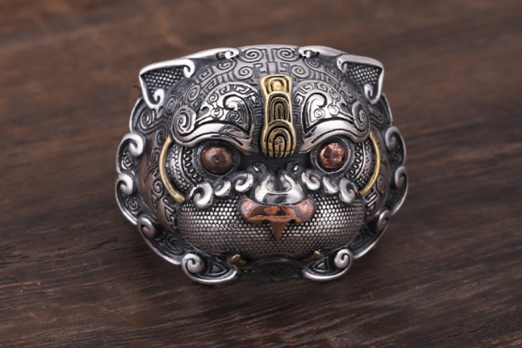 Guardian of Fortune Tribal Foo Dog Lion Ring - Holy Buyble