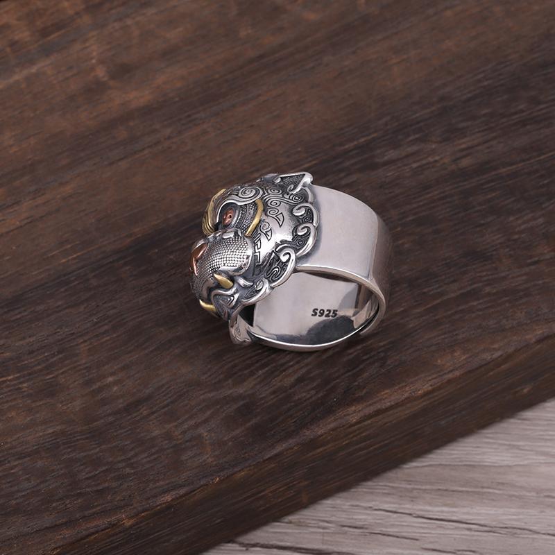 Guardian of Fortune Tribal Foo Dog Lion Ring - Holy Buyble