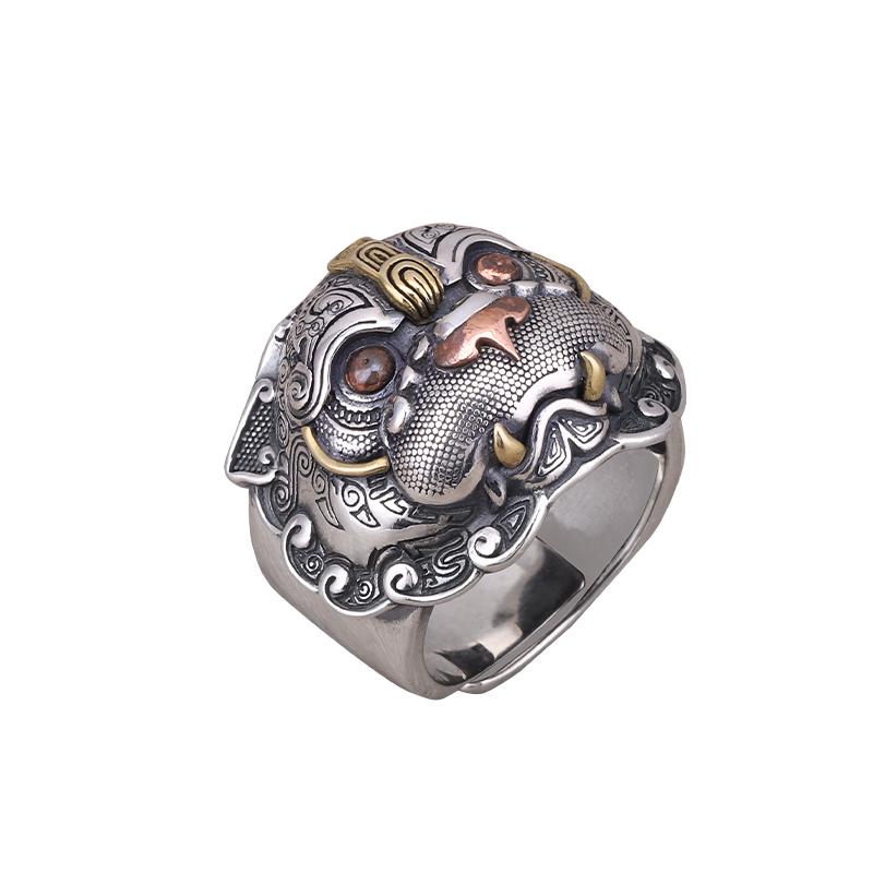 Guardian of Fortune Tribal Foo Dog Lion Ring - Holy Buyble