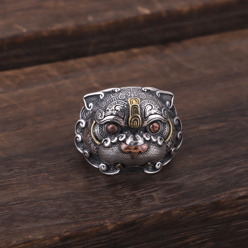 Guardian of Fortune Tribal Foo Dog Lion Ring - Holy Buyble