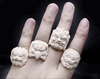 Mammoth Ivory Fossil Foo Dog Ring - Holy Buyble