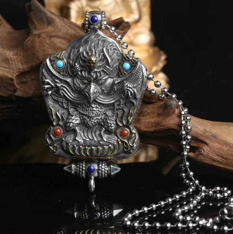 Garuda Gemstone Skull Pendant - Holy Buyble