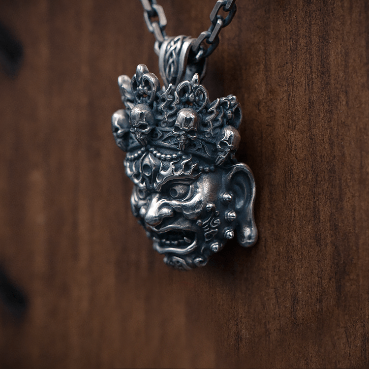 Mahākāla God of Fortune Silver Pendant - Holy Buyble