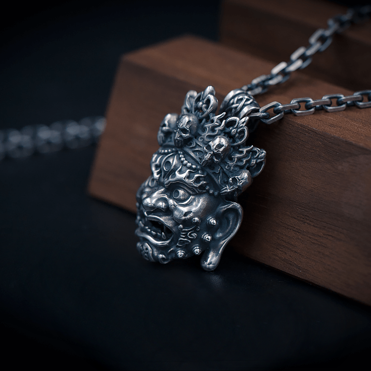 Mahākāla God of Fortune Silver Pendant - Holy Buyble