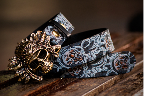 Mexican Sugar Skull Biker Ring