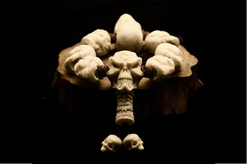 Customizable Mammoth Ivory Fossil Mystic Skull Bracelet