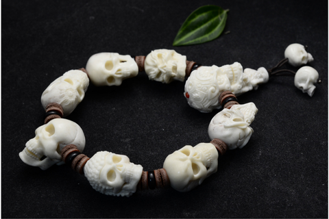 Ash Ghost Bone Sculpture Skull Bracelet