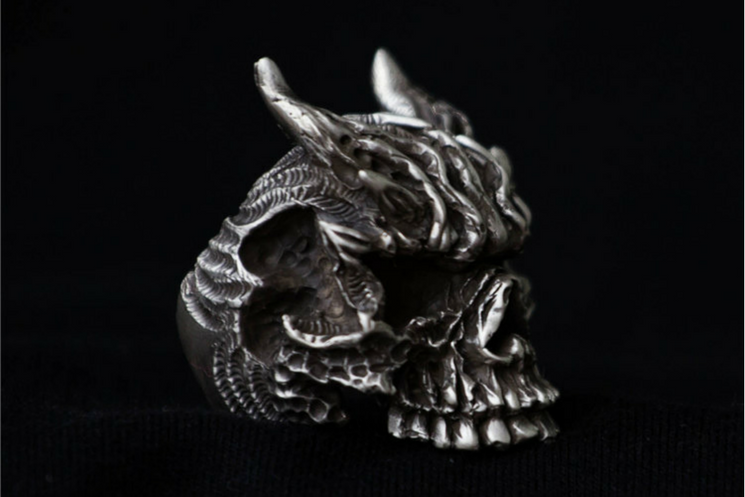 Made to Order Horned Demon Skull Ring - Holy Buyble