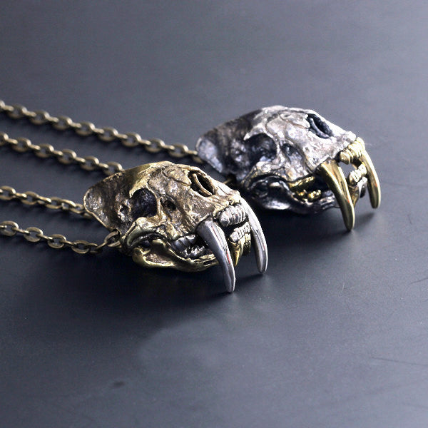 Saber-Toothed Tiger Skull Pendant - Holy Buyble