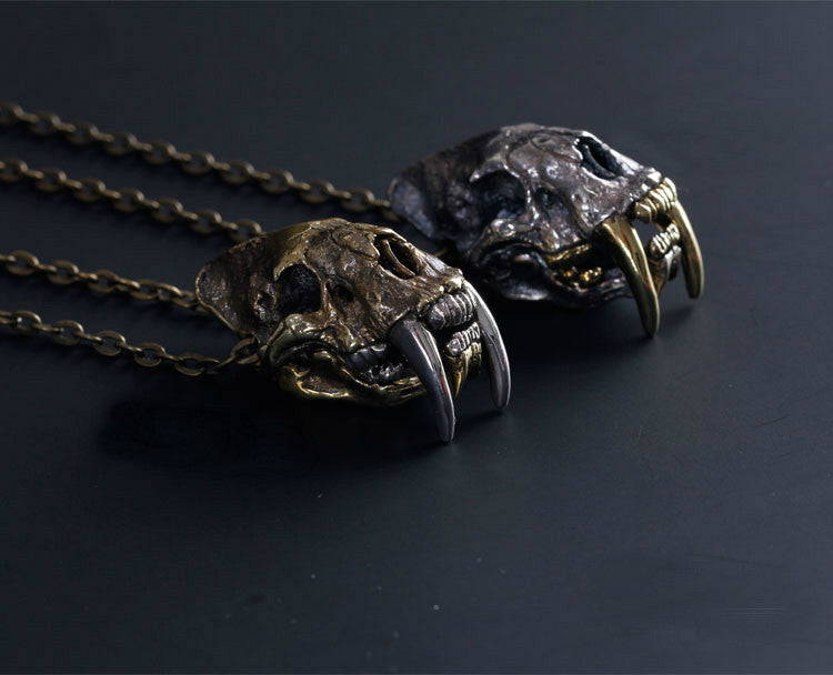 Saber-Toothed Tiger Skull Pendant - Holy Buyble