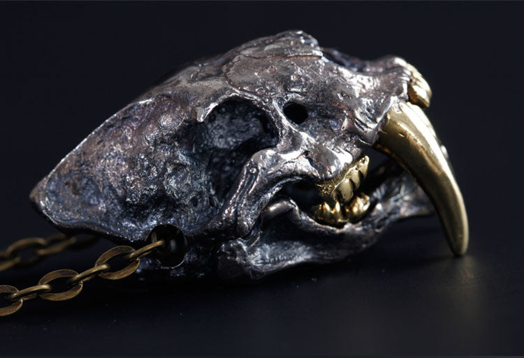 Saber-Toothed Tiger Skull Pendant - Holy Buyble