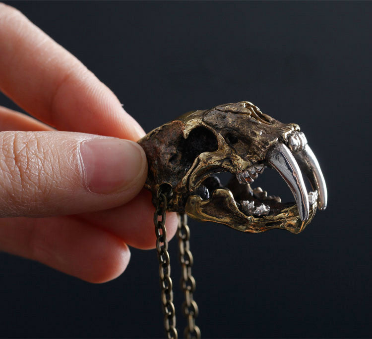 Saber-Toothed Tiger Skull Pendant - Holy Buyble