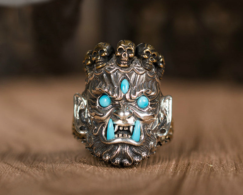 MAHĀKĀLA God of Fortune Silver Ring - Holy Buyble