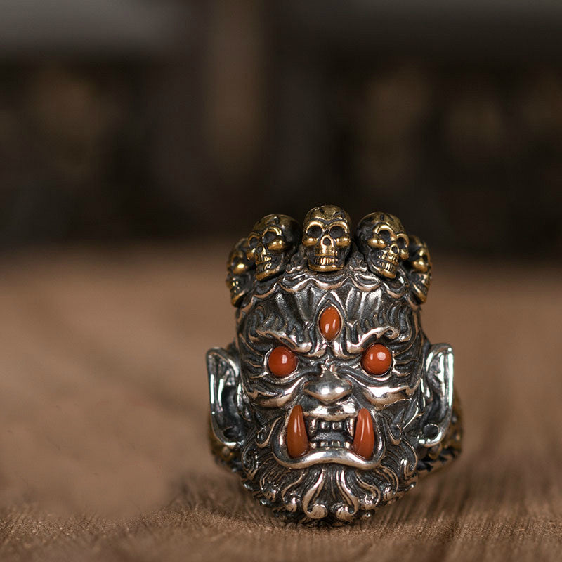 MAHĀKĀLA God of Fortune Silver Ring - Holy Buyble