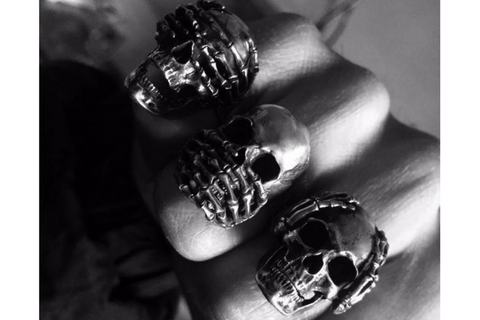 Mexican Sugar Skull Biker Ring