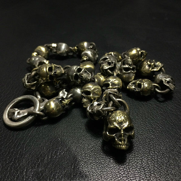 Skull Chain Silver & Brass Necklace - Holy Buyble