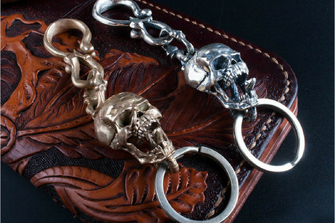 Brass Skull Hook Demon Key Ring