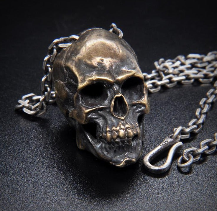 Solid Brass Skull Pendant