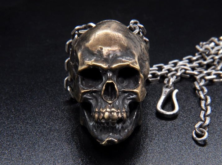 Solid Brass Skull Pendant