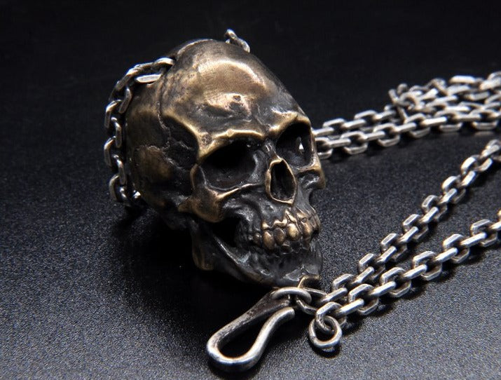 Solid Brass Skull Pendant