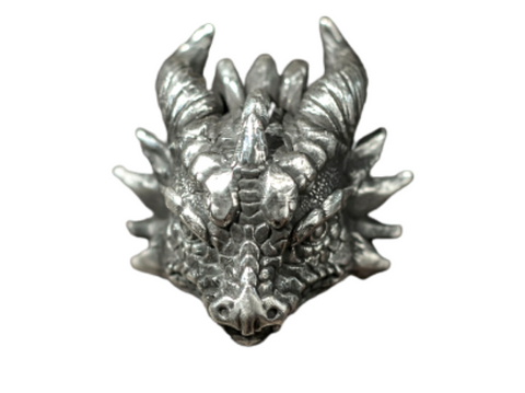 Horned Satan Skull Silver Ring