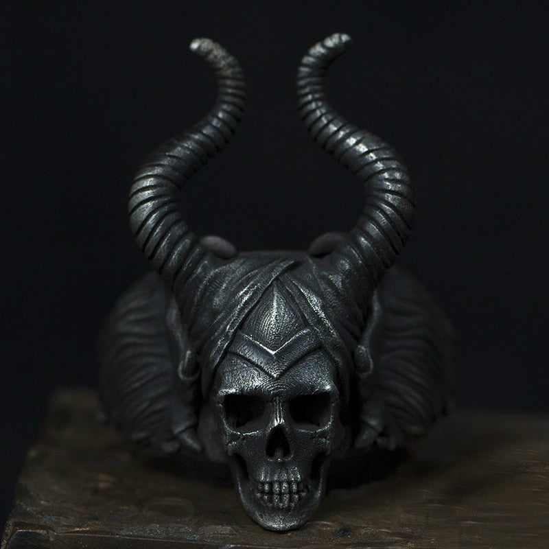 Maleficent Horned Skull Ring - Holy Buyble