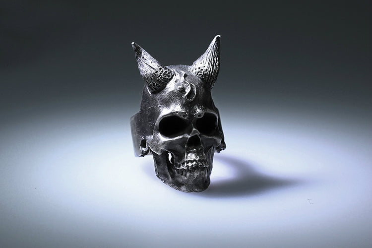 Horned Demon Skull Ring - Holy Buyble